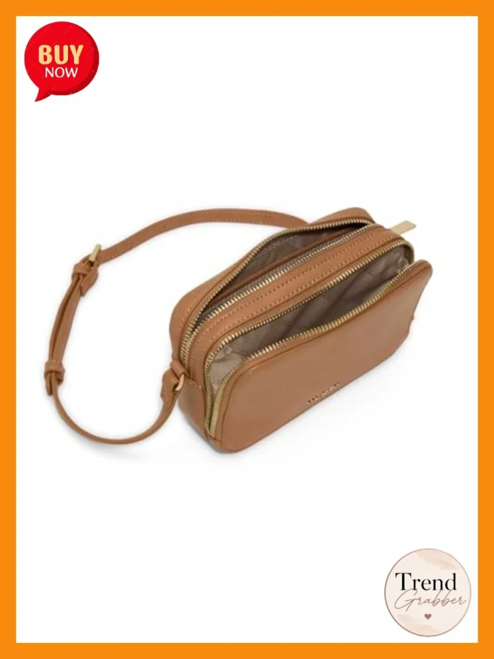Camera Crossbody Bag with Adjustable Strap - PU Leather